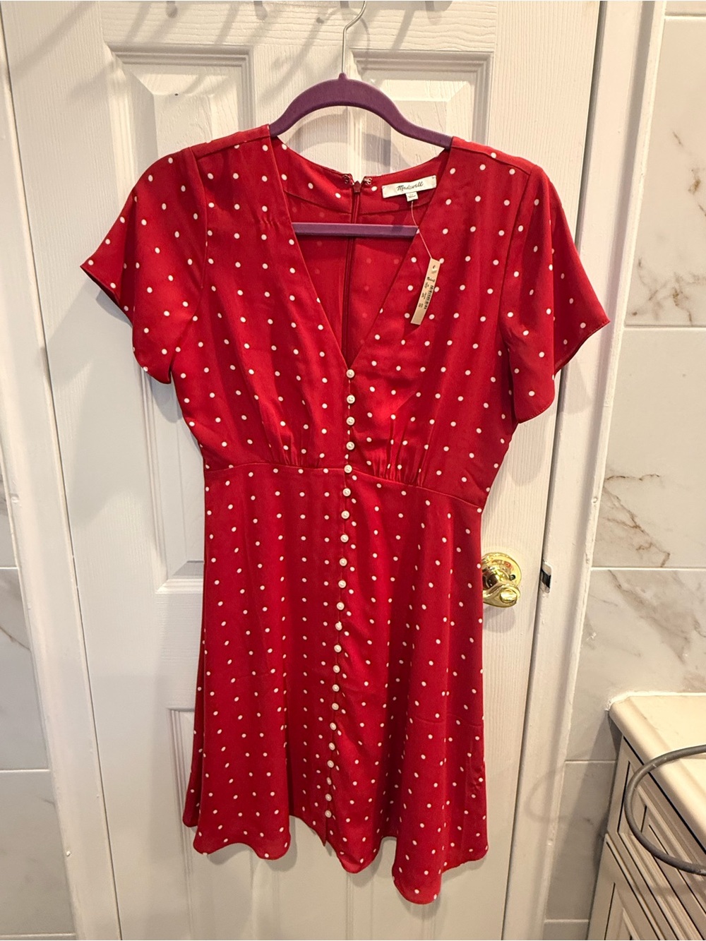 Madewell Red Polka Dot Short Sleeve Mini Dress Size 00